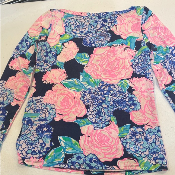 Lily Pulitzer Aleah High Tide Navy Pink Tee Medium.  B112 - Picture 10 of 10